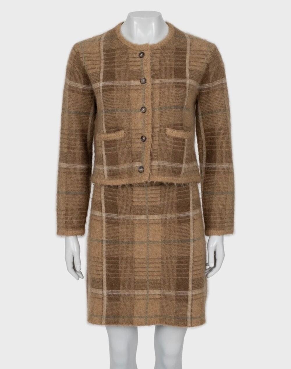 Polo Ralph Lauren Brown Plaid Knit Set - Size S